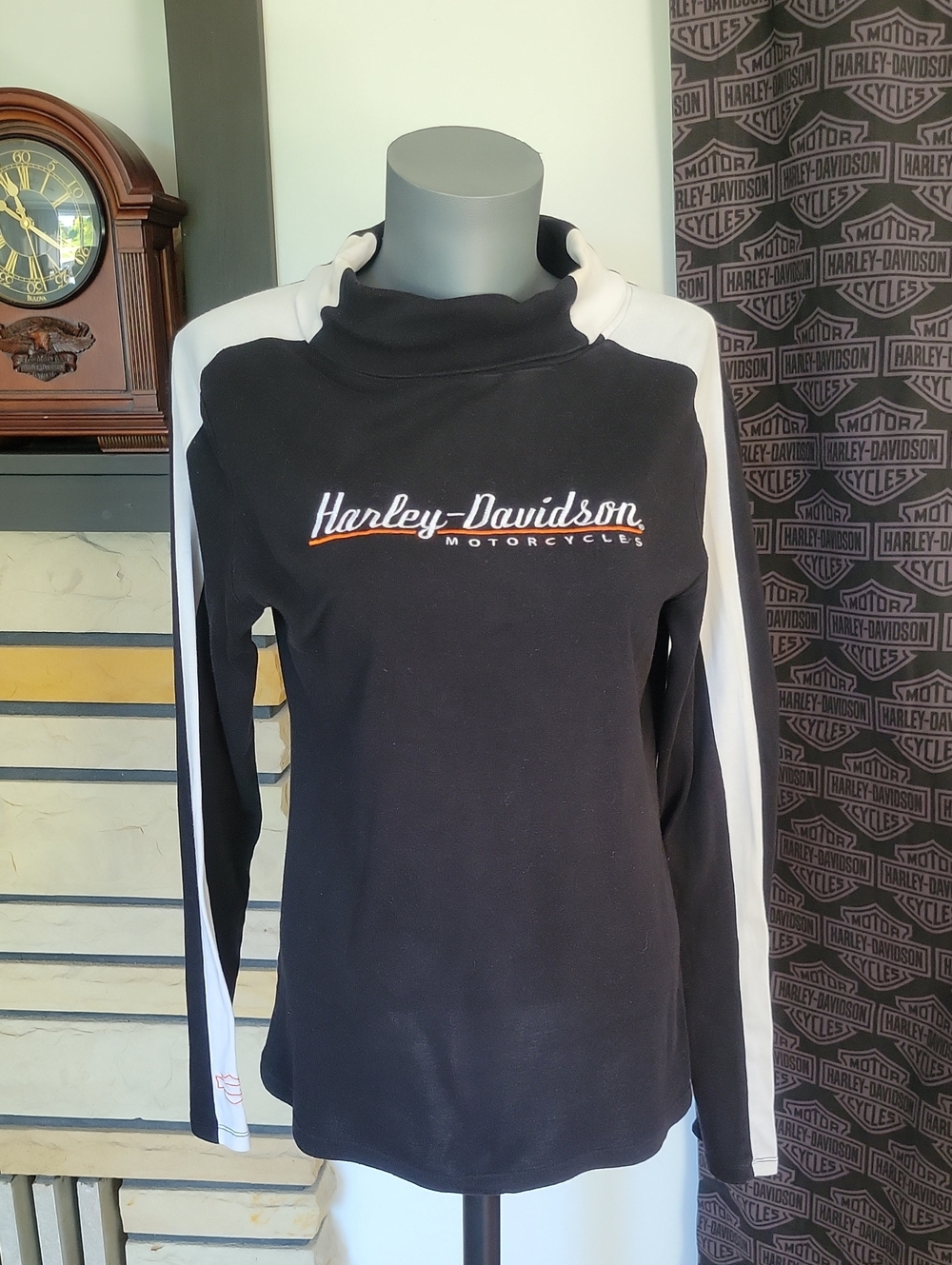 Harley-Davidson Turtleneck Top XL Black/White